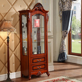 合家 新古典欧式木质单门酒柜 美式实木酒柜 玻璃装饰展示柜601