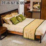 实木床1.8米大床双人床新中式全实木床 缅甸金丝柚木