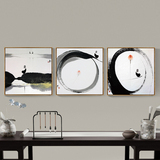 新中式水墨禅意客厅装饰画三联画现代简约餐厅挂画沙发背景墙壁画