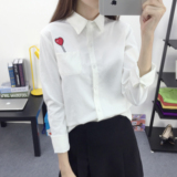 2016新款韩版白色衬衫女休闲简约内搭打底衫短款修身立领衬衣上衣