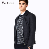 Markless秋季外套男短款薄棉夹克青年黑色休闲夹克棒球领百搭上衣
