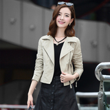 2016秋装新款女装韩版机车PU海宁皮衣女短款 修身时尚小外套夹克