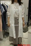 晶家 韩国代购女装 2016新款 薄款欧美风休闲抽绳中长款风衣外套