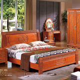包邮套房家具橡木豪华雕花款实木床橡木双人床富贵大床1.5米1.8床