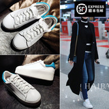 2016春季韩版新款小白鞋休闲厚底女学院风系带平底运动鞋白色板鞋