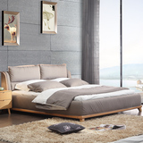 北欧布艺床 现代简约1.8米双人储物软体婚床 可全拆洗实木布艺床