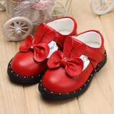 女宝宝皮鞋可爱公主鞋1-2-3岁黑红色幼女童鞋真皮软底鞋秋季单鞋