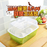 塑料带盖豪华碗架柜厨房滴水碗筷盘置物架抗菌防尘沥水篮收纳架盒