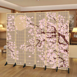 日式和风仿木纹格子樱花时尚客厅餐厅料理店美容布艺折叠屏风隔断