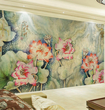米洛软装大型壁画背景墙墙纸壁纸沙发背景影视墙背景中式风格荷花