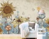 思迈创意田园花卉壁纸艺术美式复古客厅卧室背景墙纸个性定制壁画