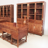 红木家具非洲黄花梨素面书柜书橱文件柜储物柜玻璃柜中式实木书柜