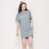 2016夏韩国东大门字母印花宽松大码短袖中长款T恤女打底衫