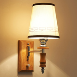 壁灯卧室床头灯LED客厅现代简约酒店客房布艺实木摇臂阅读壁灯具