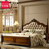 红玫瑰 欧式全实木床双人床1.8米 美式软靠床 橡胶木床 卧室家具