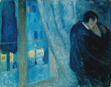 人物油画装饰画手绘名画复制品 蒙克Edvard Munch窗口的吻