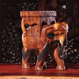 泰国进口 实木雕刻大象换鞋凳子 复古茶几凳 矮凳招财象摆件