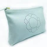 雅诗兰黛 专柜新款PU淡绿色镂空花朵化妆包收纳包软皮浅绿手拿包