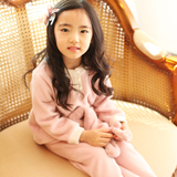 现货冬款新韩国gohoona儿童纯棉睡衣女童居家亲子加厚珊瑚绒套装