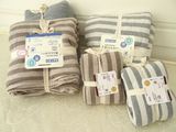出口日本原单 纯棉色织针织棉 贴身用床笠 被套 枕套四件套 4.2斤