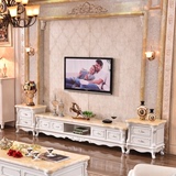大理石电视柜欧式实木烤漆雕花现代简约地柜茶几组合配套客厅家具