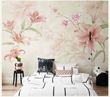 无缝大型壁画 宜家复古田园墙画电视沙发床头背景墙 手绘清新花卉