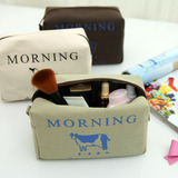 韩版早安系列化妆包 创意帆布收纳包 随手包简约小清新帆布化妆包