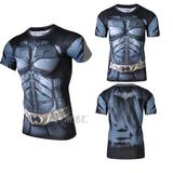 夏季漫威英雄蚁人超人蝙蝠侠紧身衣男短袖修身T恤运动跑步健身服