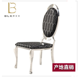 博莱克家具高端定制不锈钢餐椅 鳄鱼纹餐椅 新古典餐椅 元宝椅
