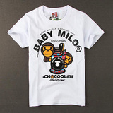 新款chocoolate潮牌情侣夏装个性男女宽松babymilo猴子短袖t恤