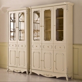 C家欧式家具 两门三门书柜 奢华储物柜子自由组合玻璃柜象牙白