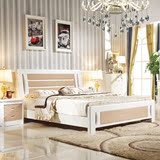 富饶地带 白色地中海实木床1.5米双人床1.8米进口松木高箱储物床