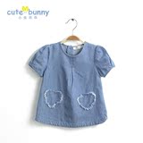 cutebunny2016宝宝夏装新款 女童连衣裙 婴儿牛仔裙子 小孩衣服