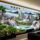 蒙娜丽莎十字绣客厅大幅2.5米印花风景画财源广进山水画 聚宝盆