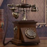 特价老式民国实木旋转盘电话机仿古复古拨号电话中式古董家用座机