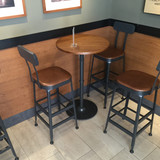 美式loft复古吧台桌椅休闲咖啡厅餐桌椅创意实木铁艺酒吧椅高脚凳