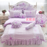 韩版蕾丝公主四件套 纯棉床裙被套新款床单床上用品特价促销