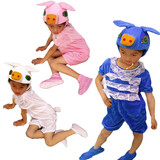 儿童动物演出服装三只小猪夏装短幼儿十二生肖童话剧表演服装小猪