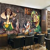 抽象油画卡通人物墙纸壁画音乐餐厅卧室 酒店工装饰画壁纸ktv酒吧
