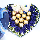 北京鲜花蓝色妖姬礼盒送女友生日11朵蓝玫瑰花束上海天津同城速递