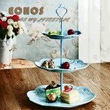欧式陶瓷三层蛋糕水果盘子篮客厅创意架下午茶点心盘现代生日礼品