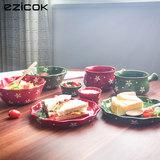 ezicok 精致雪花陶瓷餐具套装  家用碗碟创意餐具盘子 送礼佳品