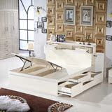 板式床带储物双人床 卧室家具1.2 1.5 1.8米简约白色多功能高箱床