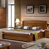 纯胡桃木床全实木床1.8米简约双成人大床1.5米气压高箱储物床家具