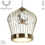 北欧宜家美式乡村田园地中海中式新古典金色鸟笼led吊灯创意灯饰