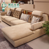 林氏木业欧式三人布艺沙发客厅多功能可拆洗储物布沙发家具962