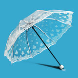 韩国小清新学生伞 加厚透明雨伞 超轻透明伞 男女生创意折叠伞