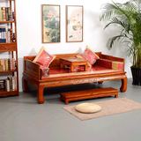 新中式仿古全实木床1米1.2米1.5米特价草龙雕花罗汉床垫子五件套