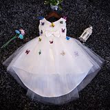 女童蕾丝婚纱裙花童钢琴比赛演出服儿童礼服公主裙前短后长蓬蓬裙