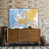 高清中英文欧洲地图有框油画布地图带框现代简约办公室装饰画大